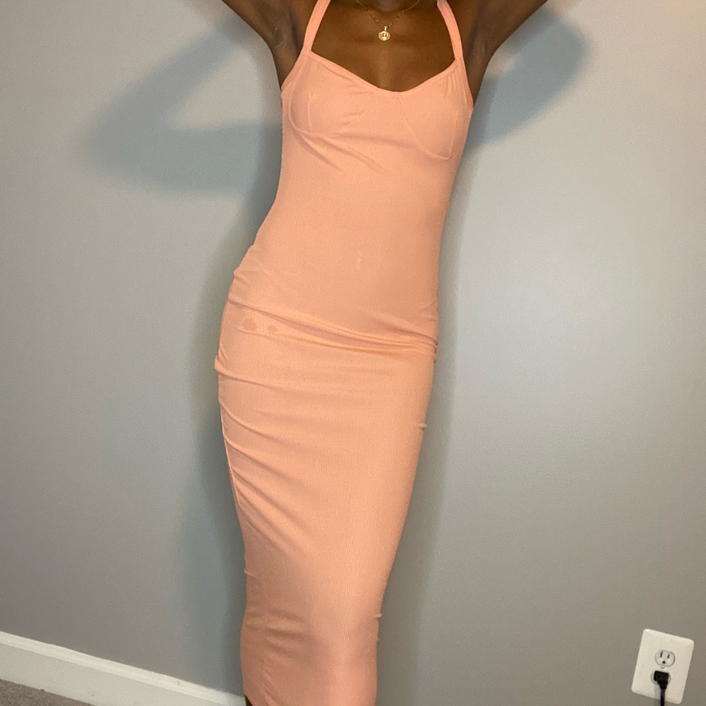 PLT Peach Midi Dress